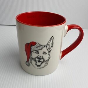 Hazel & Co Happy Pawlidays Dog Santa Hat Ceramic Coffee Mug Red Rim